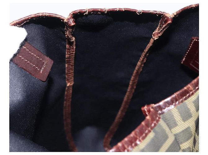 FENDI Zucca Canvas Handtasche Schwarz Braun Silber Authentisch 152992 - Ansicht 18