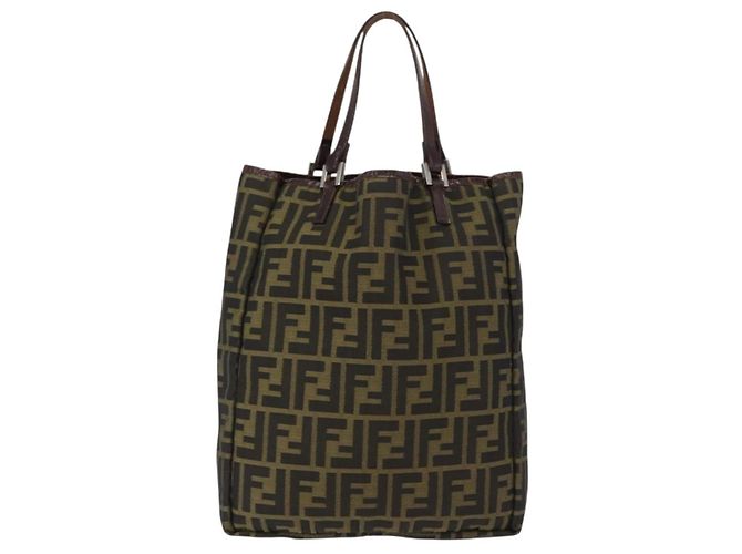 FENDI Zucca Canvas Handtasche Schwarz Braun Silber Authentisch 152992 - Ansicht 2