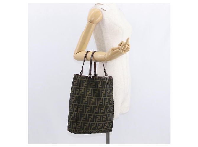 FENDI Zucca Canvas Handtasche Schwarz Braun Silber Authentisch 152992 - Ansicht 22
