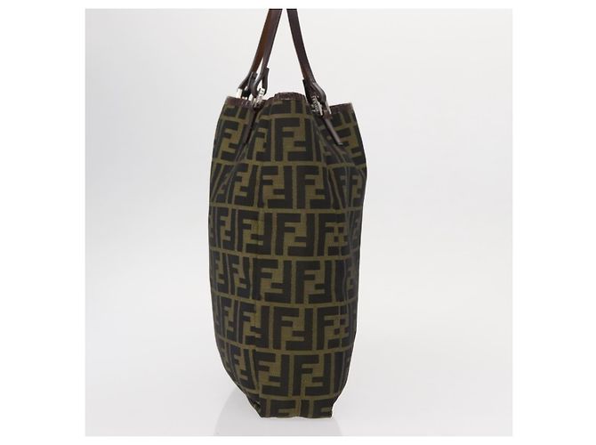 FENDI Zucca Canvas Handtasche Schwarz Braun Silber Authentisch 152992 - Ansicht 3