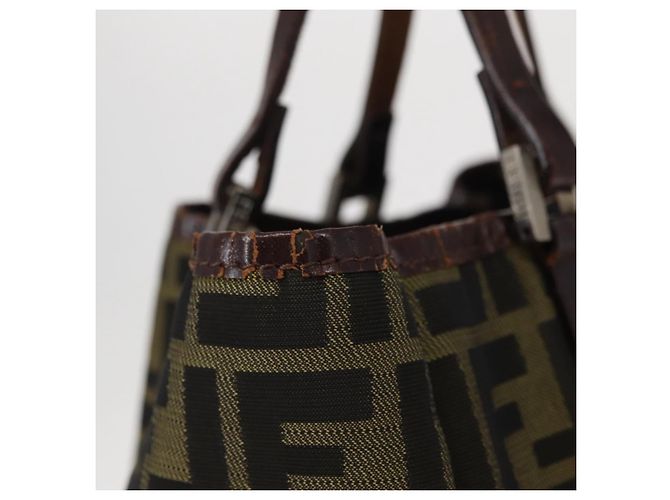 FENDI Zucca Canvas Handtasche Schwarz Braun Silber Authentisch 152992 - Ansicht 5