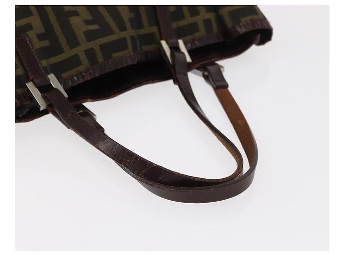 FENDI Zucca Canvas Handtasche Schwarz Braun Silber Authentisch 152992 - Ansicht 8