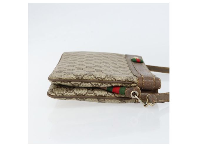 Borsa a Spalla Gucci GG Supreme Web Sherry Line PVC Beige 904 02 035 Auth 153952 - vista 3