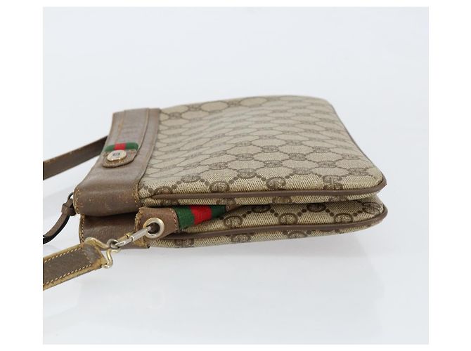 Borsa a Spalla Gucci GG Supreme Web Sherry Line PVC Beige 904 02 035 Auth 153952 - vista 4