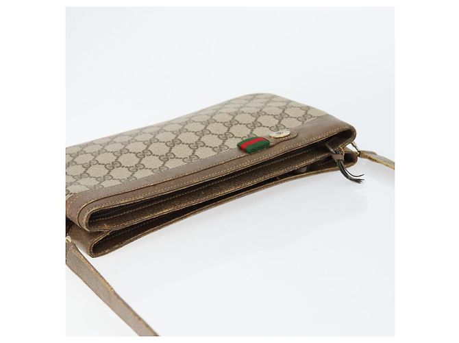 Borsa a Spalla Gucci GG Supreme Web Sherry Line PVC Beige 904 02 035 Auth 153952 - vista 6