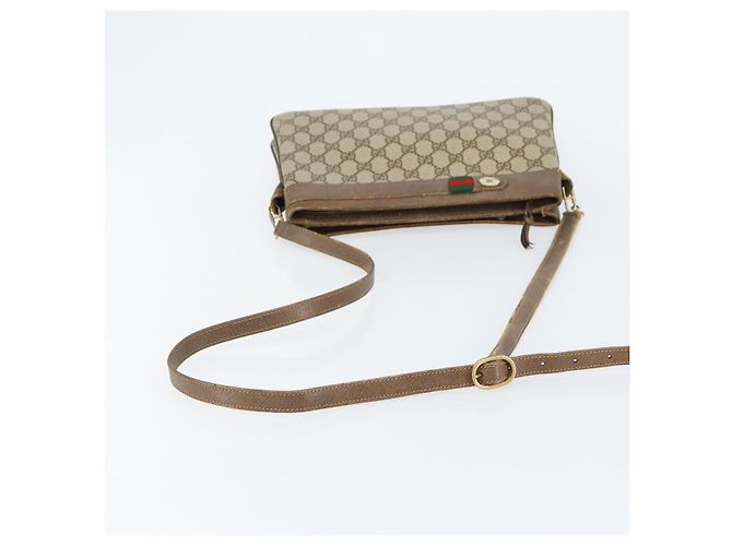 Borsa a Spalla Gucci GG Supreme Web Sherry Line PVC Beige 904 02 035 Auth 153952 - vista 7