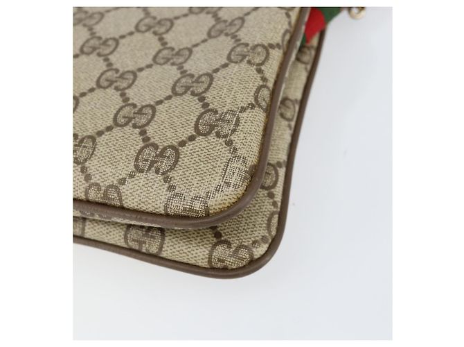 Borsa a Spalla Gucci GG Supreme Web Sherry Line PVC Beige 904 02 035 Auth 153952 - vista 9
