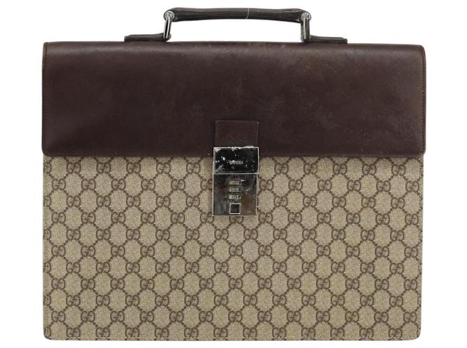 Bolsa de Mão GUCCI GG Supreme PVC Bege Prata 34044 Auth ep12061 - vista 13