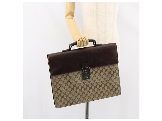 Bolsa de Mão GUCCI GG Supreme PVC Bege Prata 34044 Auth ep12061 - vista 22