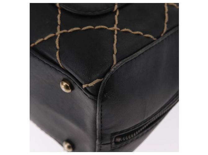 CHANEL Borsa a Mano Wild Stitch in Pelle di Agnello Nera CC Auth BA8410 Nero - vista 16