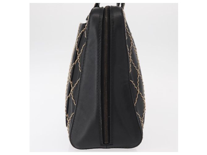CHANEL Borsa a Mano Wild Stitch in Pelle di Agnello Nera CC Auth BA8410 Nero - vista 4