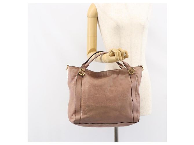 Borsa a mano in pelle rosa oro GUCCI 323675 Auth ka258 D'oro - vista 24