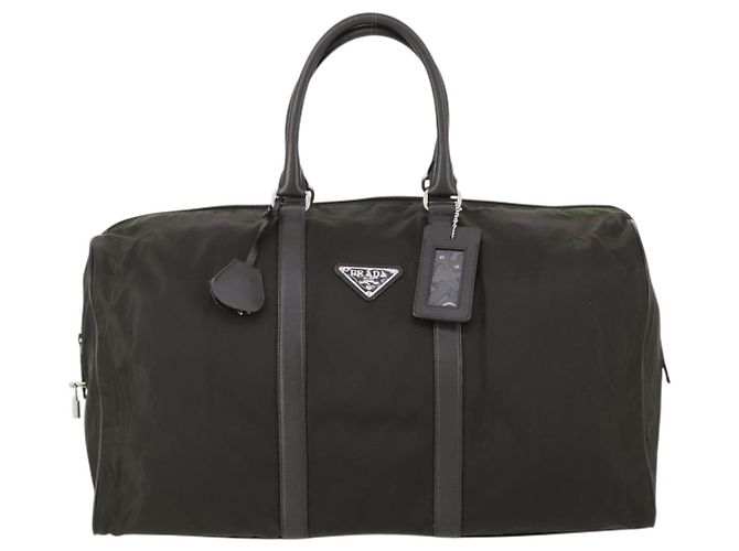 Borsa Boston PRADA in nylon e pelle khaki argento autentica bs31176 Cachi - vista 13