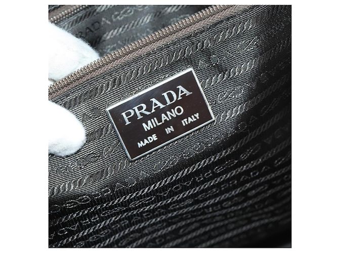 Borsa Boston PRADA in nylon e pelle khaki argento autentica bs31176 Cachi - vista 21