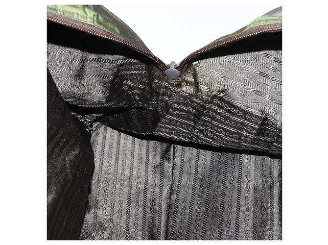 Borsa Boston PRADA in nylon e pelle khaki argento autentica bs31176 Cachi - vista 22