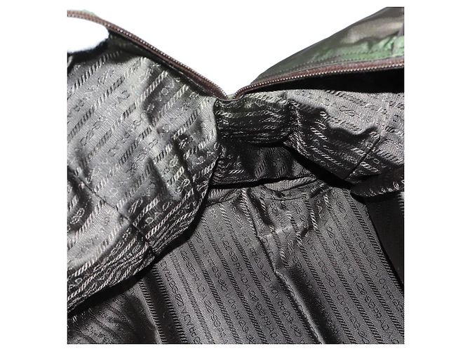 Borsa Boston PRADA in nylon e pelle khaki argento autentica bs31176 Cachi - vista 23