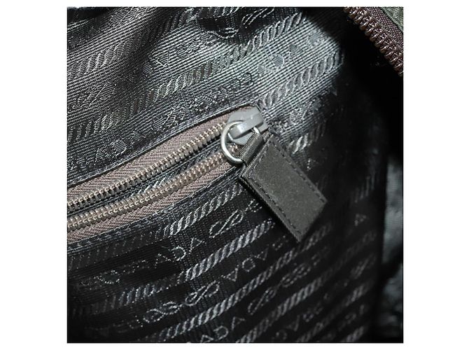 Borsa Boston PRADA in nylon e pelle khaki argento autentica bs31176 Cachi - vista 24