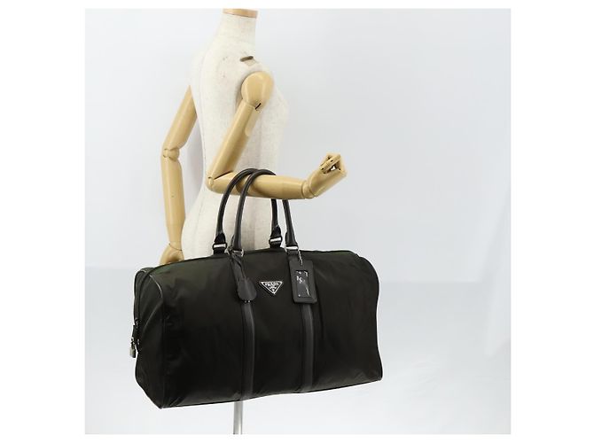 Borsa Boston PRADA in nylon e pelle khaki argento autentica bs31176 Cachi - vista 26