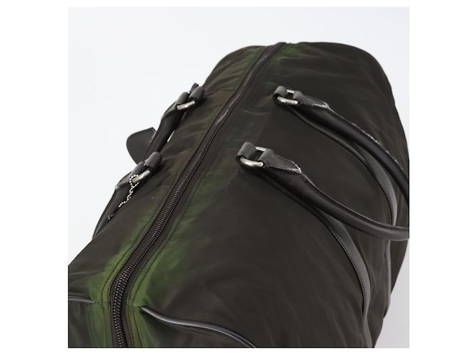 Borsa Boston PRADA in nylon e pelle khaki argento autentica bs31176 Cachi - vista 6