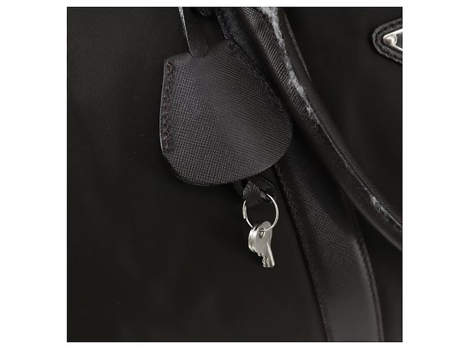 Borsa Boston PRADA in nylon e pelle khaki argento autentica bs31176 Cachi - vista 9