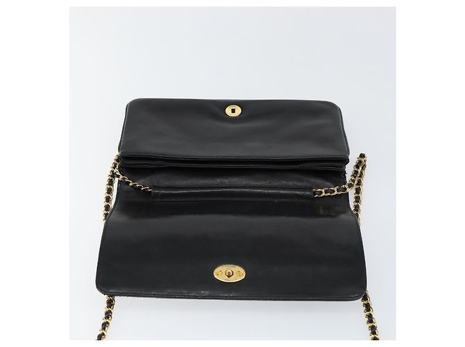 BALLY Bolso de Hombro de Cuero Acolchado con Cadena Negro Oro Auth th6489 Dorado - vista 10