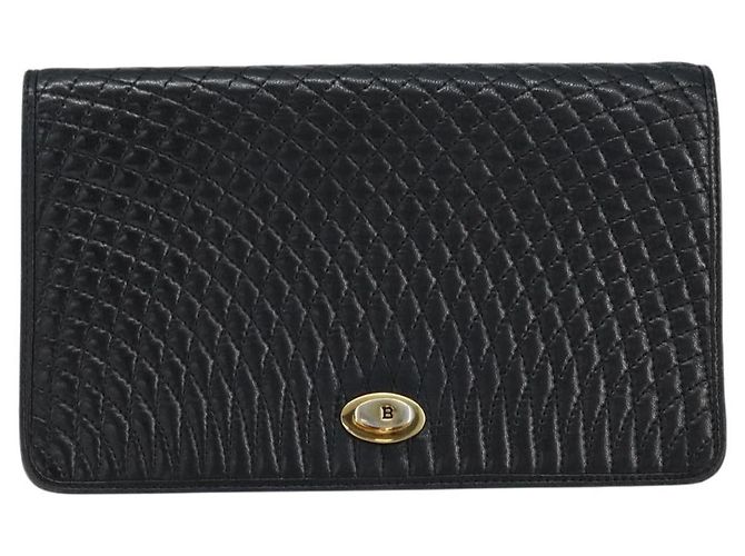 BALLY Bolso de Hombro de Cuero Acolchado con Cadena Negro Oro Auth th6489 Dorado - vista 13
