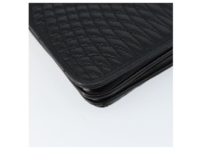 BALLY Bolso de Hombro de Cuero Acolchado con Cadena Negro Oro Auth th6489 Dorado - vista 14