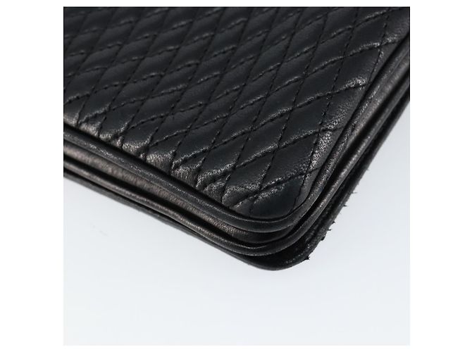 BALLY Bolso de Hombro de Cuero Acolchado con Cadena Negro Oro Auth th6489 Dorado - vista 16