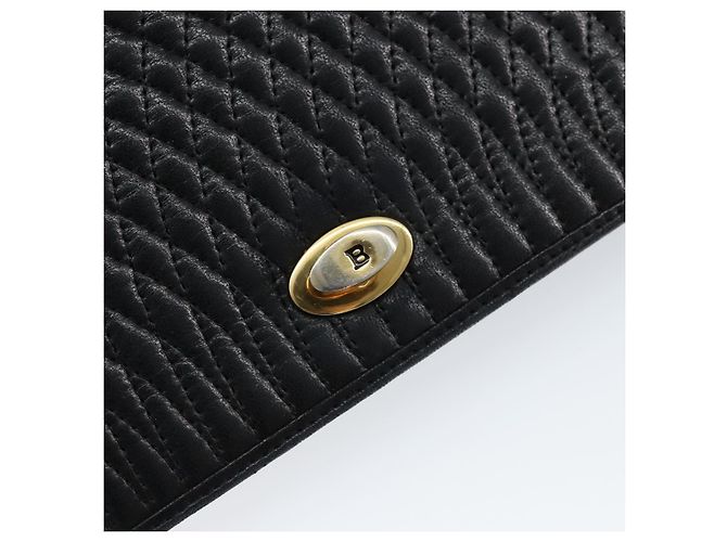 BALLY Bolso de Hombro de Cuero Acolchado con Cadena Negro Oro Auth th6489 Dorado - vista 17
