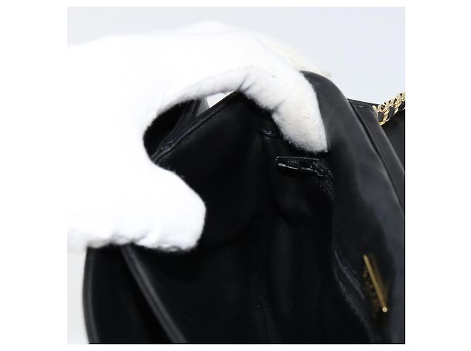 BALLY Bolso de Hombro de Cuero Acolchado con Cadena Negro Oro Auth th6489 Dorado - vista 20