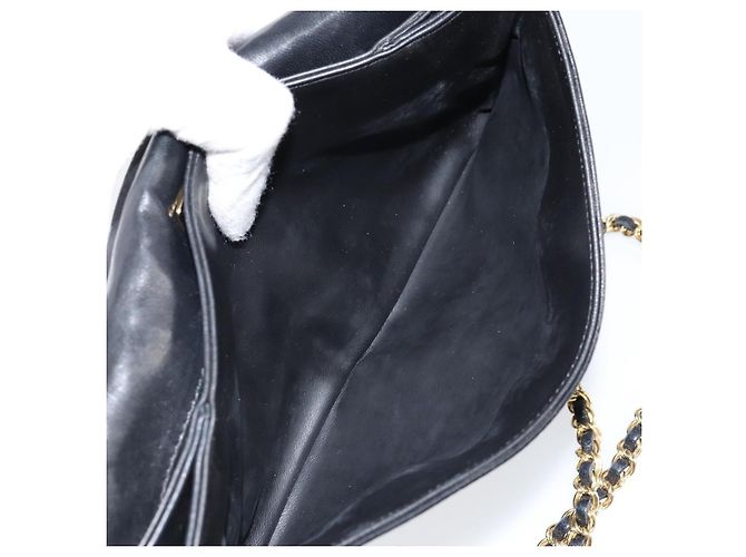 BALLY Bolso de Hombro de Cuero Acolchado con Cadena Negro Oro Auth th6489 Dorado - vista 22