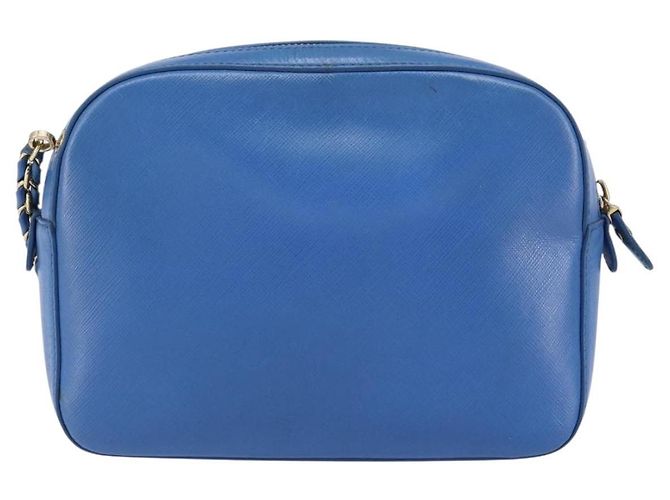 Borsa a Spalla Vala Chain in Pelle Blu Oro Salvatore Ferragamo Auth ka240 D'oro - vista 2