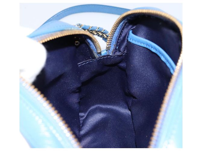 Borsa a Spalla Vala Chain in Pelle Blu Oro Salvatore Ferragamo Auth ka240 D'oro - vista 20