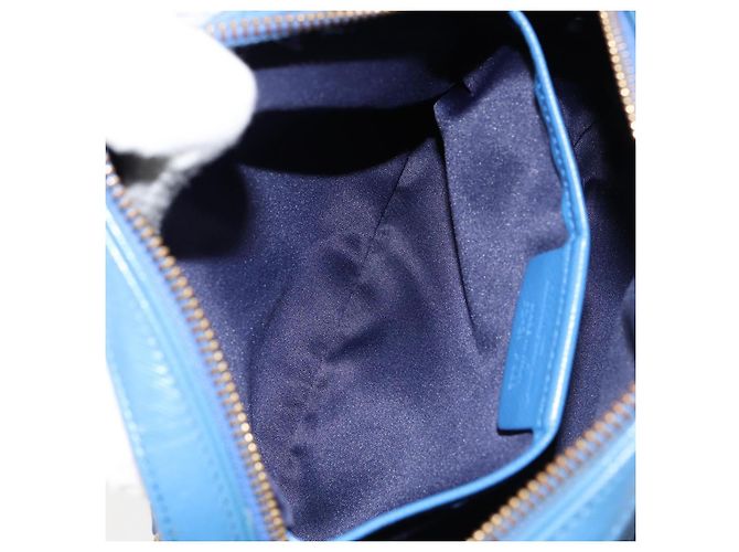 Borsa a Spalla Vala Chain in Pelle Blu Oro Salvatore Ferragamo Auth ka240 D'oro - vista 21