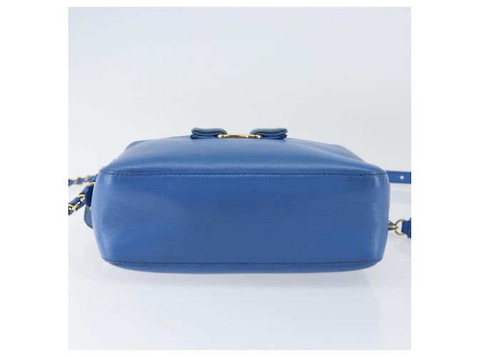 Borsa a Spalla Vala Chain in Pelle Blu Oro Salvatore Ferragamo Auth ka240 D'oro - vista 5