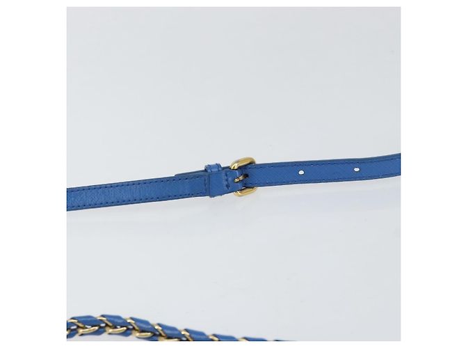 Borsa a Spalla Vala Chain in Pelle Blu Oro Salvatore Ferragamo Auth ka240 D'oro - vista 8