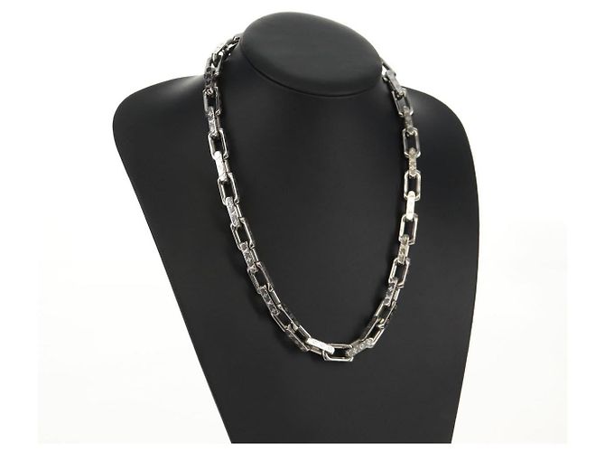 Collana a catena LOUIS VUITTON Metallo Argento M00307 LV Auth am9411M - vista 10