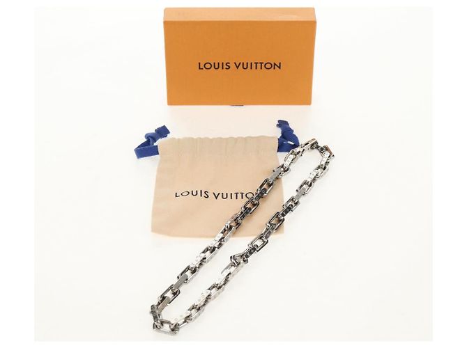 Collana a catena LOUIS VUITTON Metallo Argento M00307 LV Auth am9411M - vista 9