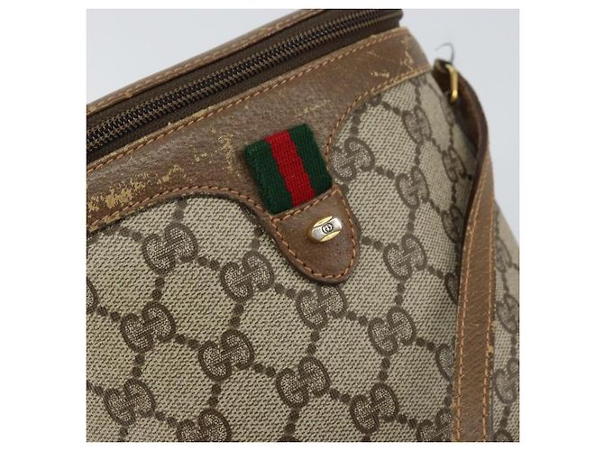 Gucci Borsa GG Supreme Web Sherry Line in PVC beige e oro 904 02 070 Auth ep11689 D'oro - vista 14