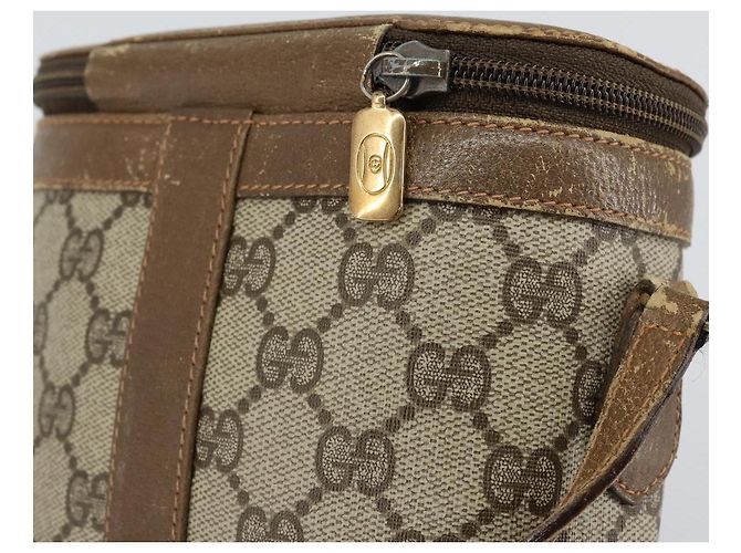 Gucci Borsa GG Supreme Web Sherry Line in PVC beige e oro 904 02 070 Auth ep11689 D'oro - vista 15