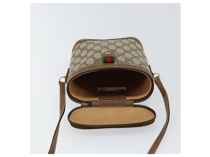 Gucci Borsa GG Supreme Web Sherry Line in PVC beige e oro 904 02 070 Auth ep11689 D'oro - vista 16