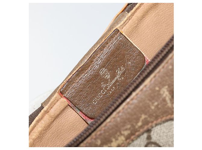 Gucci Borsa GG Supreme Web Sherry Line in PVC beige e oro 904 02 070 Auth ep11689 D'oro - vista 17