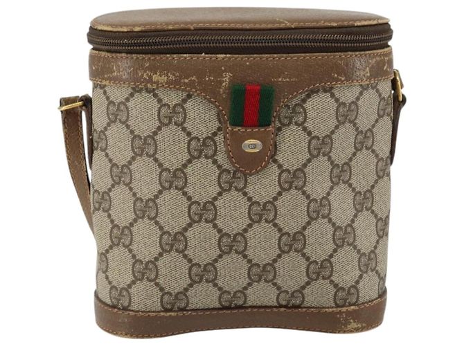Gucci Borsa GG Supreme Web Sherry Line in PVC beige e oro 904 02 070 Auth ep11689 D'oro - vista 2