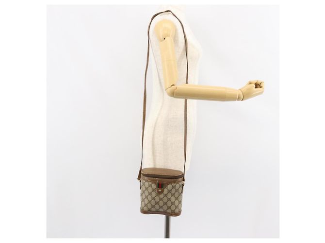 Gucci Borsa GG Supreme Web Sherry Line in PVC beige e oro 904 02 070 Auth ep11689 D'oro - vista 22