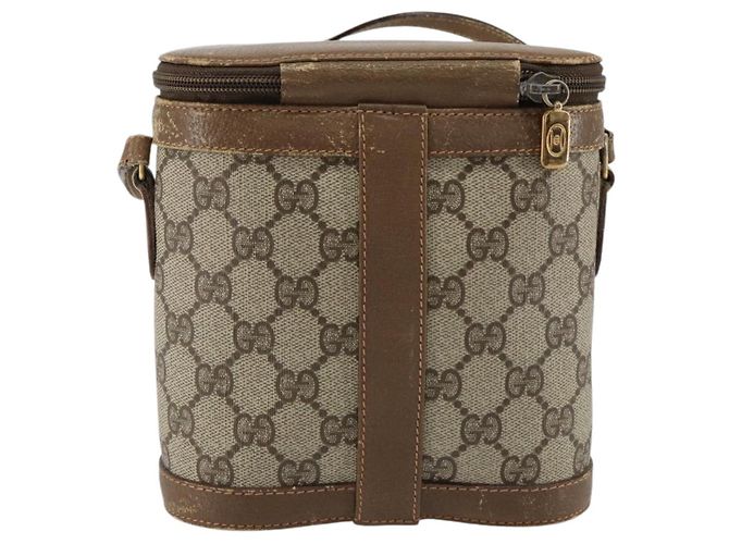 Gucci Borsa GG Supreme Web Sherry Line in PVC beige e oro 904 02 070 Auth ep11689 D'oro - vista 3