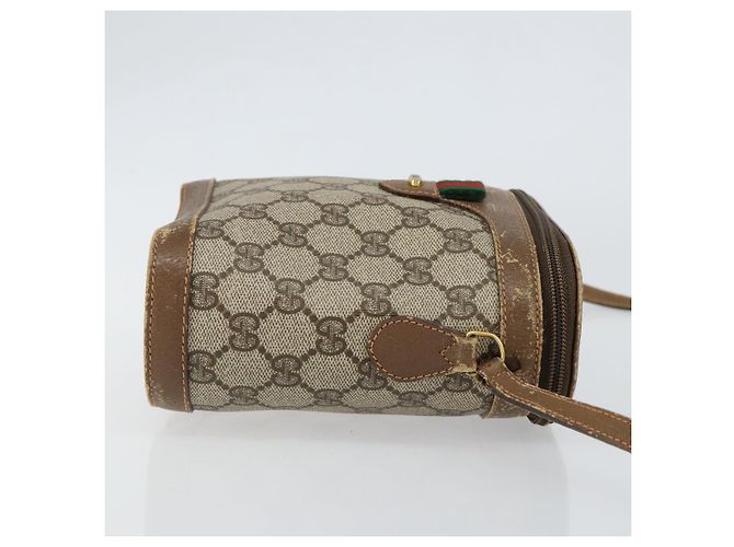 Gucci Borsa GG Supreme Web Sherry Line in PVC beige e oro 904 02 070 Auth ep11689 D'oro - vista 4