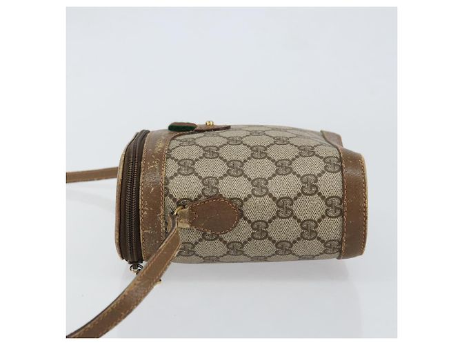 Gucci Borsa GG Supreme Web Sherry Line in PVC beige e oro 904 02 070 Auth ep11689 D'oro - vista 5