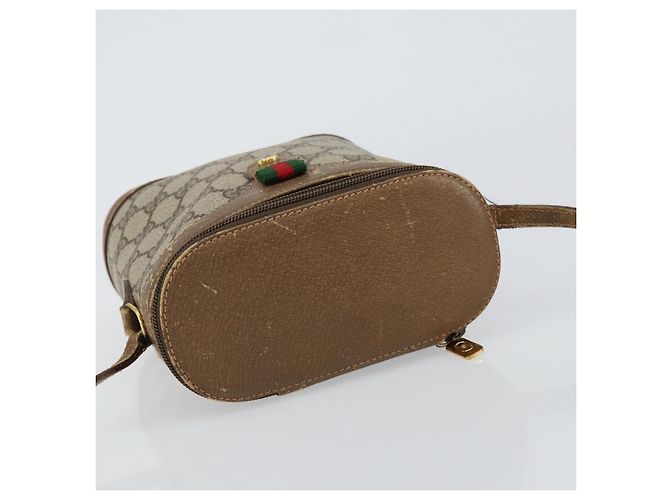 Gucci Borsa GG Supreme Web Sherry Line in PVC beige e oro 904 02 070 Auth ep11689 D'oro - vista 6