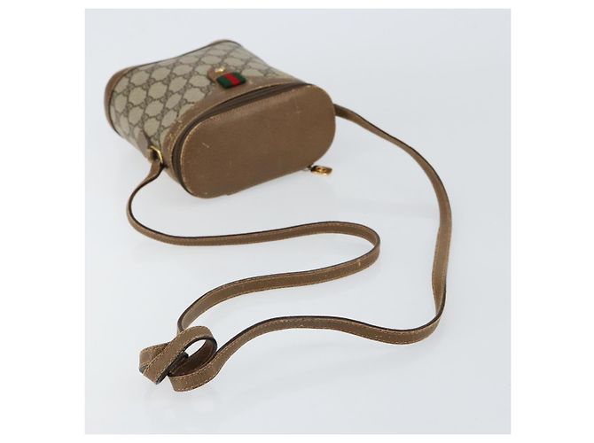 Gucci Borsa GG Supreme Web Sherry Line in PVC beige e oro 904 02 070 Auth ep11689 D'oro - vista 7
