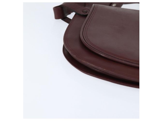 CARTIER Borsa a Spalla Must Line Pelle Bordeaux Oro Auth ki6148 D'oro Bordò - vista 10